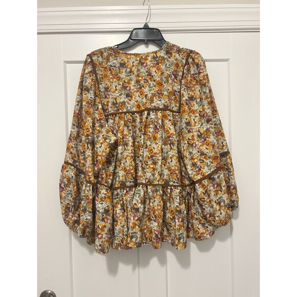 Women’s Plus Size XXL Top Blouse Shirt Floral Short Sleeve Peplum Pullover Boho - Picture 6 of 6